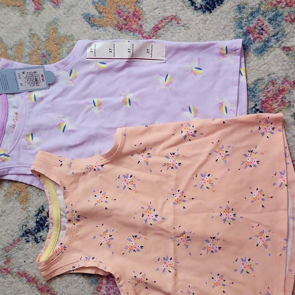 Kids Tank Top with Rainbow/Flower Print